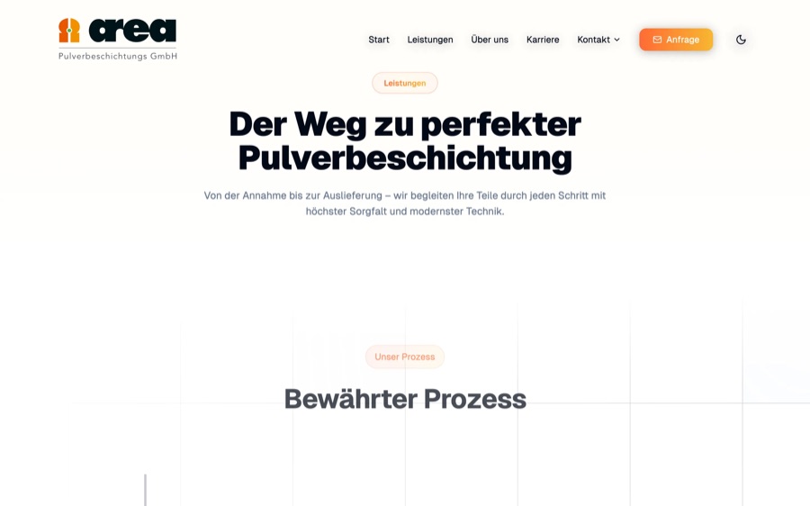 website und it eines industriebetriebs aus einer hand, area Pulverbeschichtungs GmbH