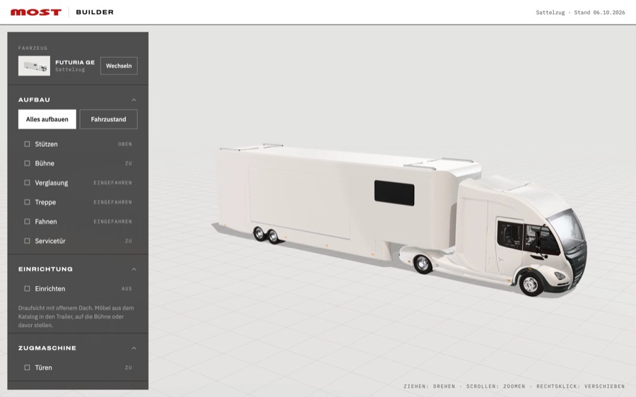 zwei showtrailer als modell, im browser aufgebaut und foliert, MOST GmbH